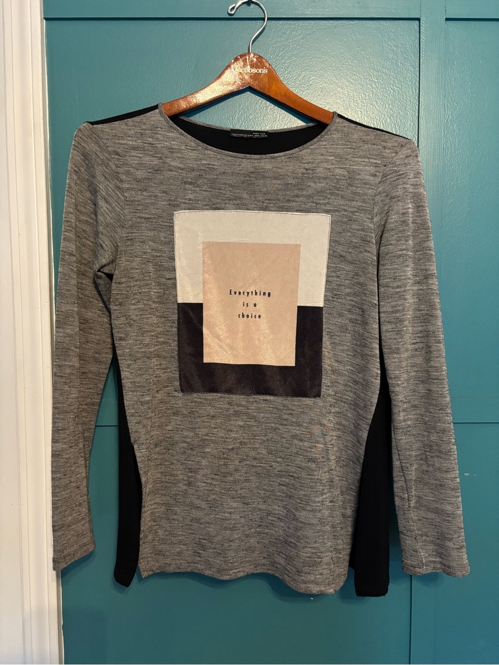 Zara Black and Gray Tunic Top Size Medium